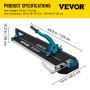 VEVOR Tile Cutter, 40 Inch Manual Tile Cutter, Tile Cutter Tools w/Single Rail, 3/5 in Cap w/Precise Laser Positioning, Snap Tile Cutter for Precision Cutting Porcelain Tiles Home Industry