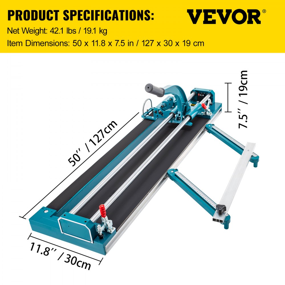 VEVOR 39Inch/1000mm Tile Cutter Double Rail Manual Tile Cutter 3/5 in Cap w/ Precise Laser Positioning Manual Tile Cutter Tools with Infrared Ray Device
