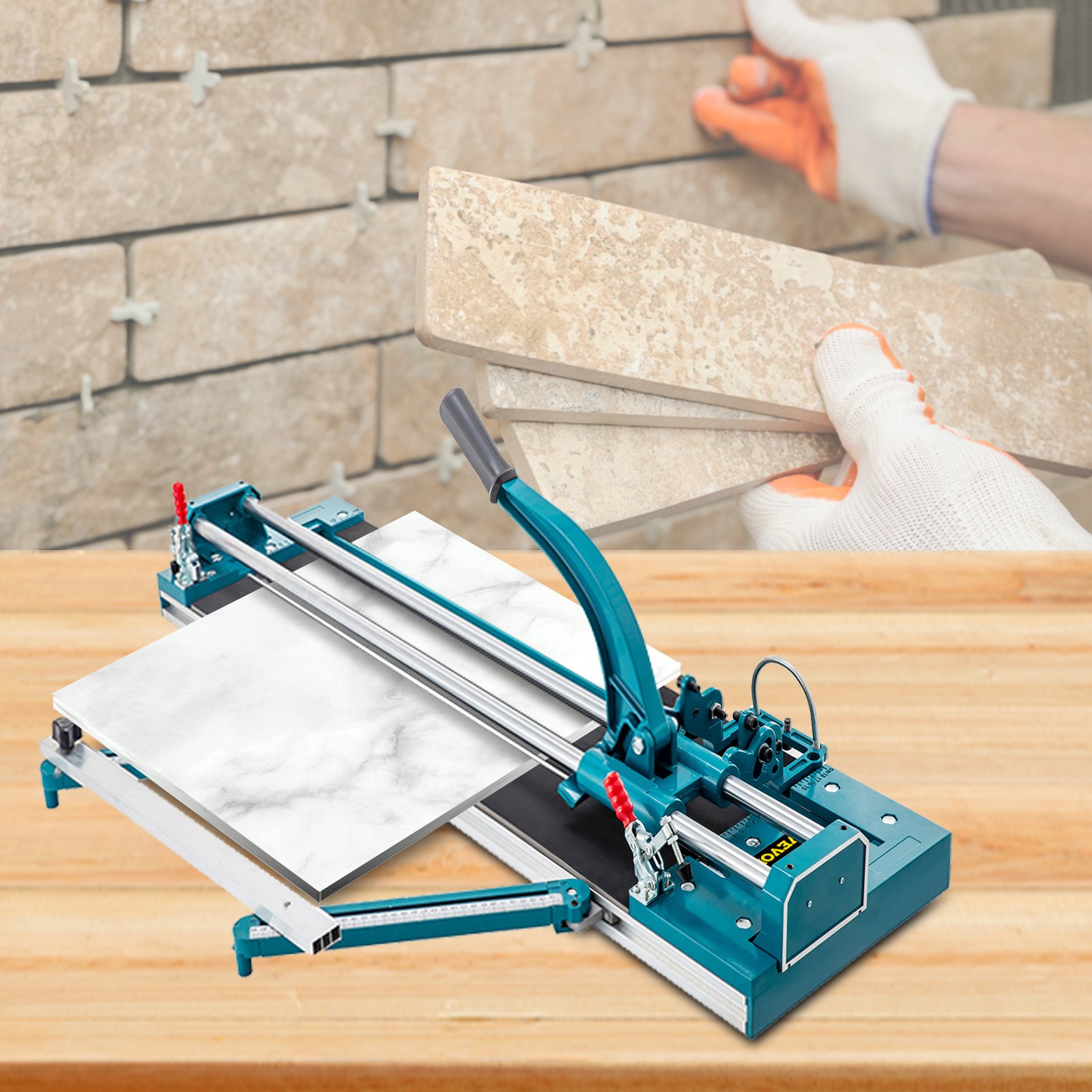 VEVOR 39Inch/1000mm Tile Cutter Double Rail Manual Tile Cutter 3/5 in Cap w/ Precise Laser Positioning Manual Tile Cutter Tools with Infrared Ray Device