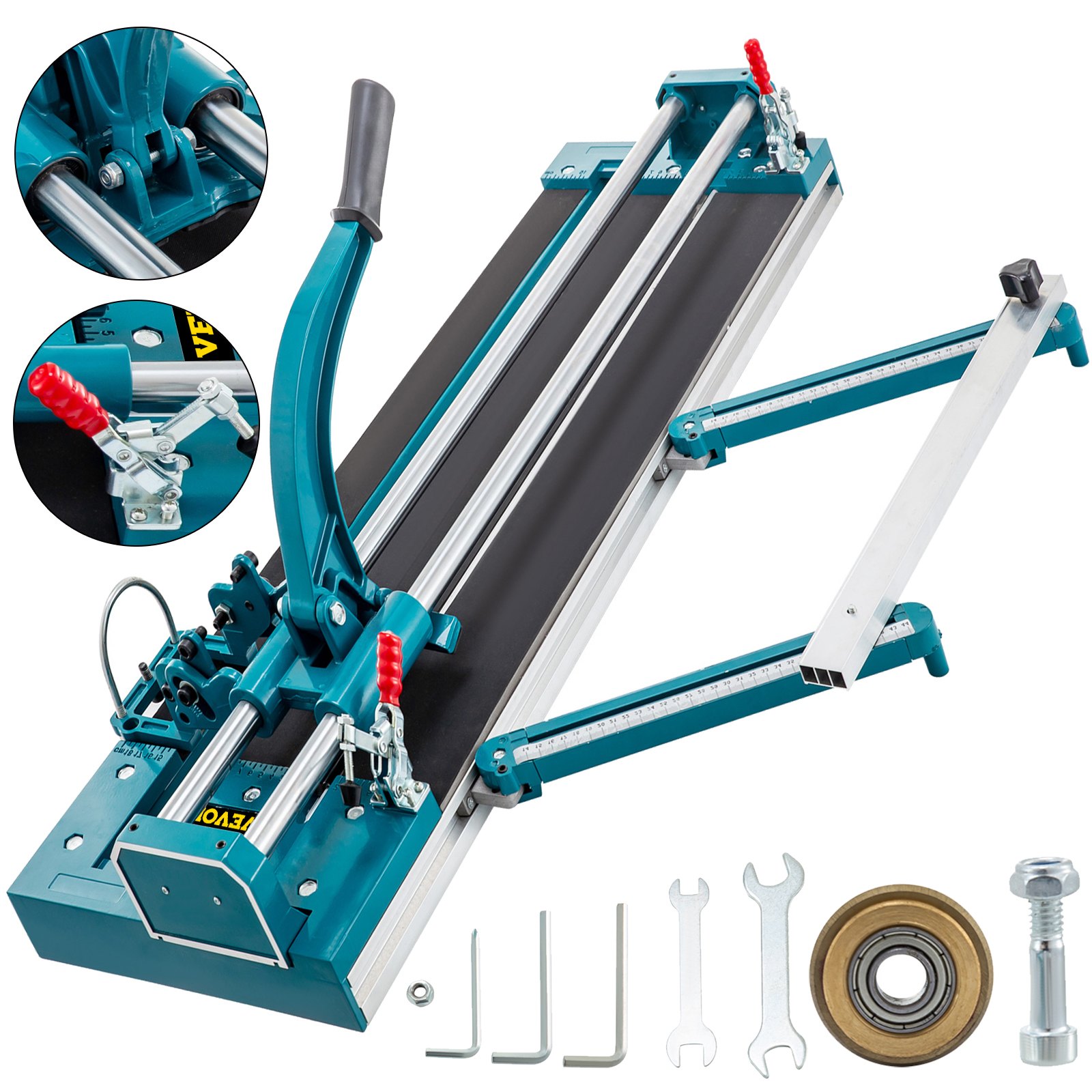 VEVOR 39Inch/1000mm Tile Cutter Double Rail Manual Tile Cutter 3/5 in Cap w/ Precise Laser Positioning Manual Tile Cutter Tools with Infrared Ray Device