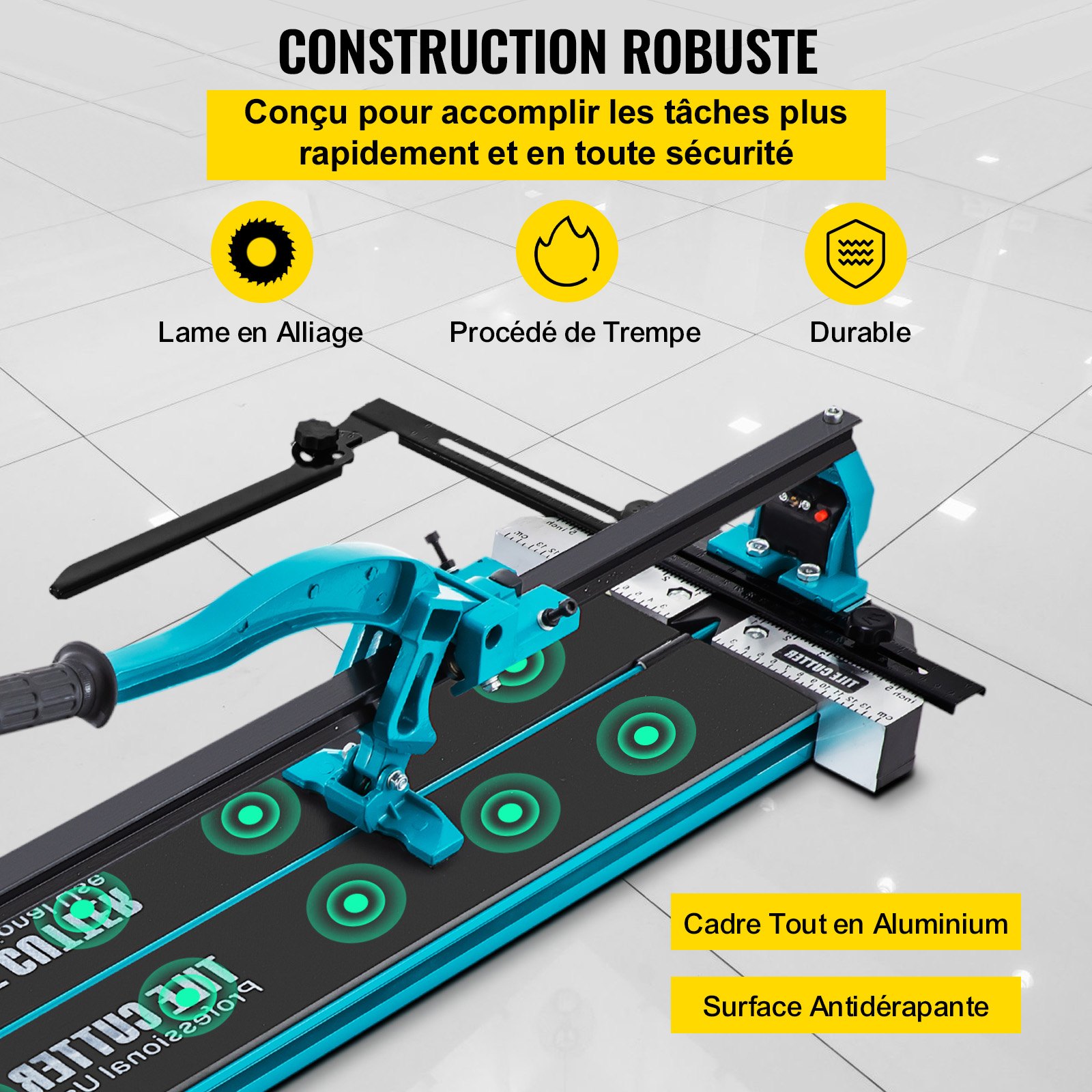 VEVOR Tile Cutter, 48 Inch Manual Tile Cutter, Tile Cutter Tools with Single Rail & Double Brackets, 3/5 in Cap with Precise Laser Guide, Snap Tile Cutter for Precision Cutting Porcelain Tiles Industr