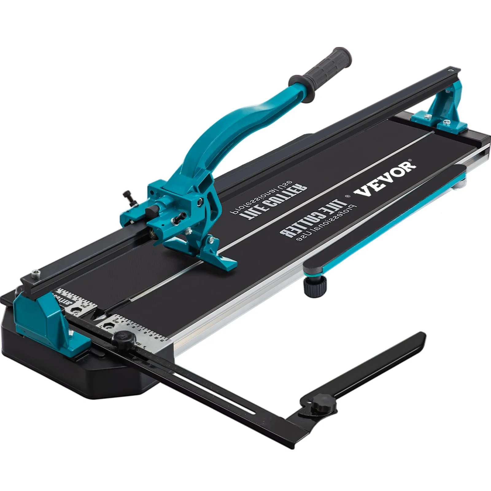 tile cutter with teal handle and VEVOR branding on black base.