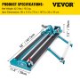 VEVOR 47Inch/1200mm Tile Cutter Double Rail Manual Tile Cutter 3/5 in Cap with Precise Laser Positioning Manual Tile Cutter Tools for Precision Cutting