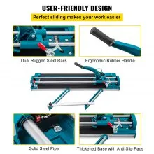 VEVOR 47Inch/1200mm Tile Cutter Double Rail Manual Tile Cutter 3/5 in Cap w/ Precise Laser Positioning Manual Tile Cutter Tools for Precision Cutting