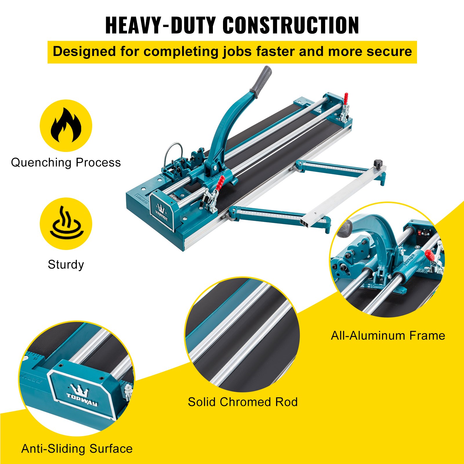 VEVOR 47Inch/1200mm Tile Cutter Double Rail Manual Tile Cutter 3/5 in Cap with Precise Laser Positioning Manual Tile Cutter Tools for Precision Cutting
