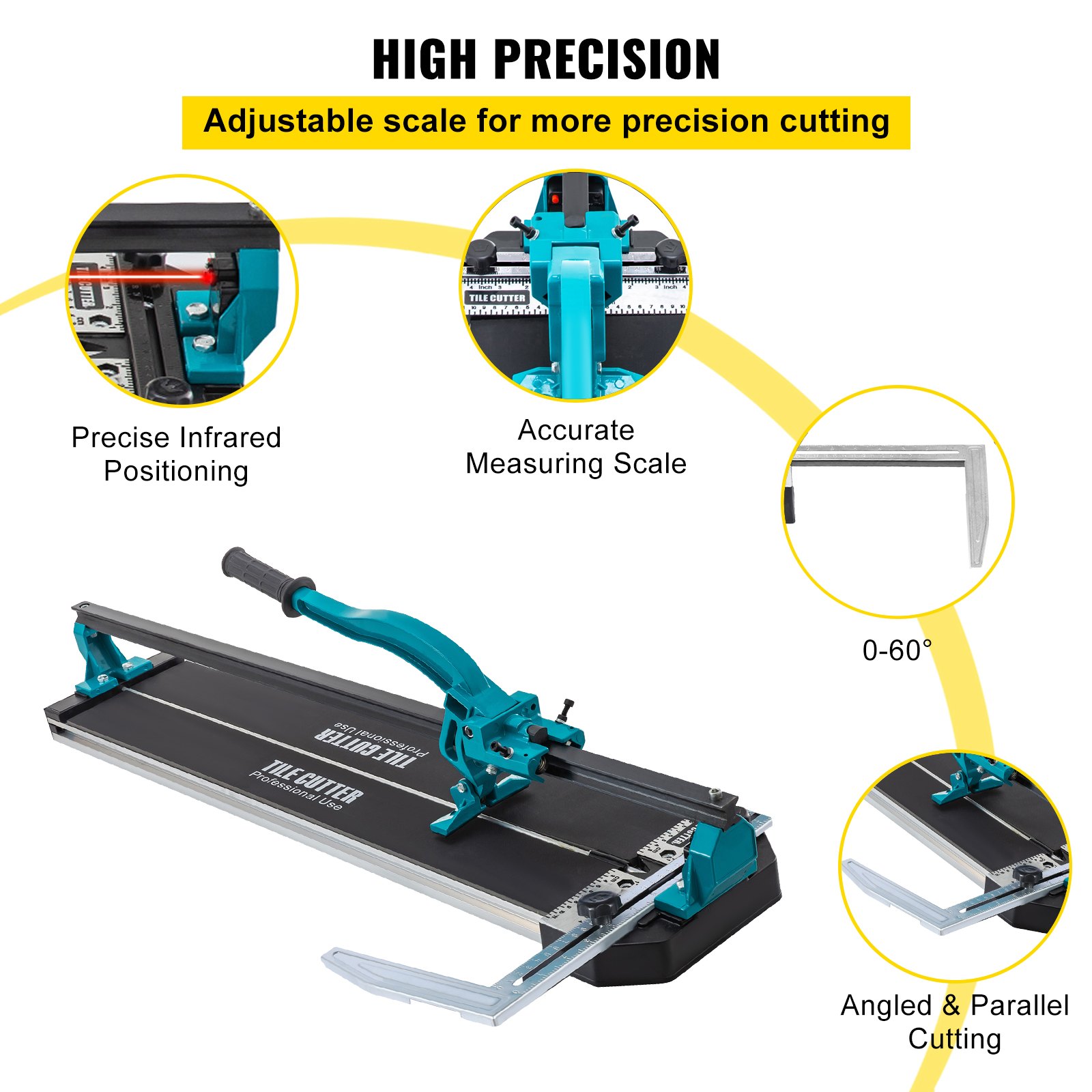 VEVOR Tile Cutter 31 Inch,Manual Tile Cutter Single Rail with Precise Laser Positioning, Alloy Cutter Wheel with Ergonomic Handle, Accurate Rulers, For Large Tile 0.24\"-0.59\" Thickness