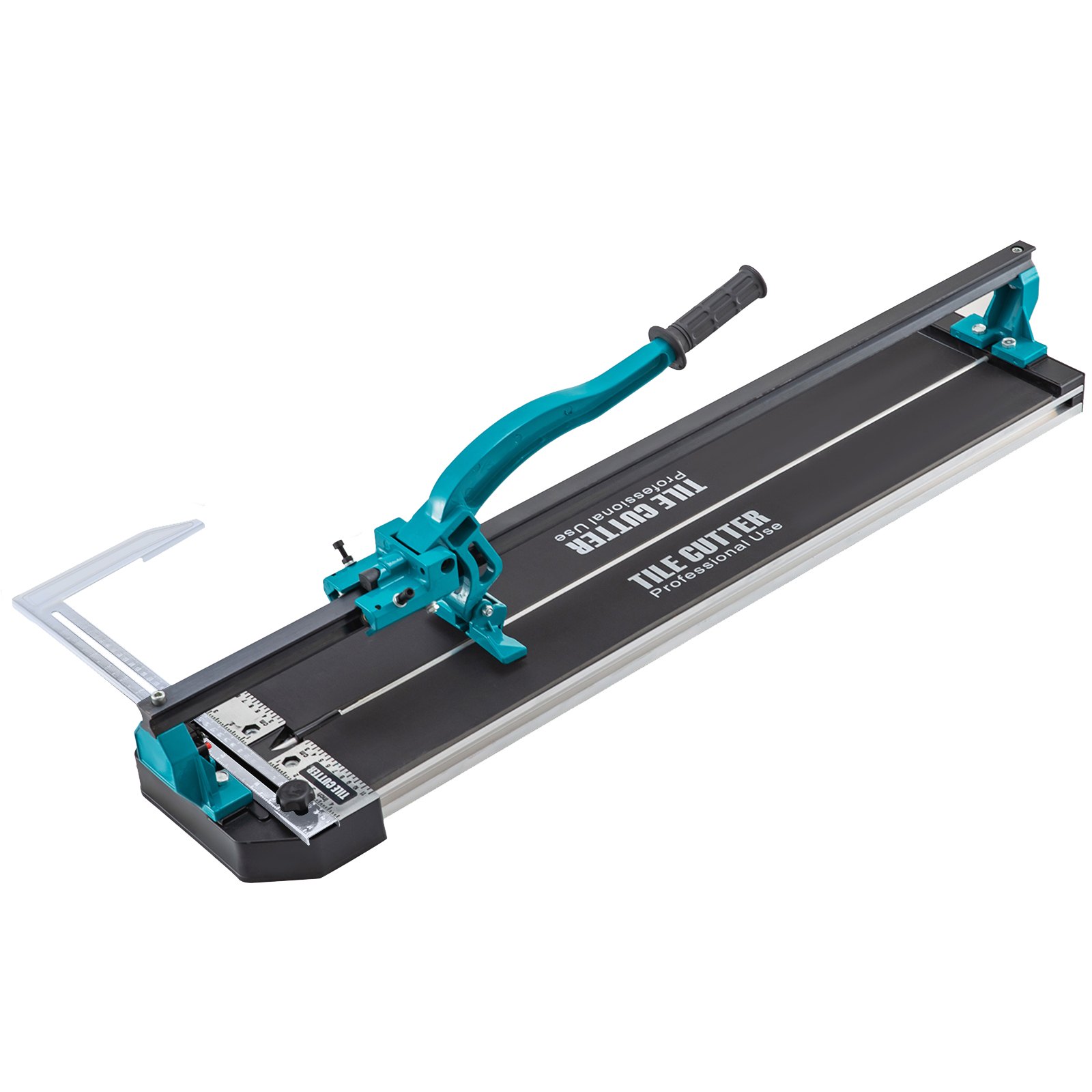 VEVOR tile cutter with teal handle and black cutting base for professional use.