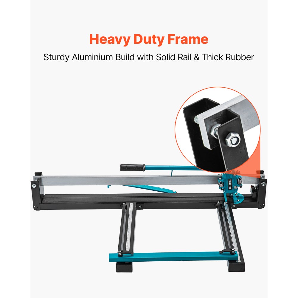 VEVOR 31 Inch Blue Manual Tile Cutter with Precise Laser Positioning & Anti-sliding Rubber Surface Single Rail & Bracket Suitable for Porcelain and Ceramic Floor Tiles
