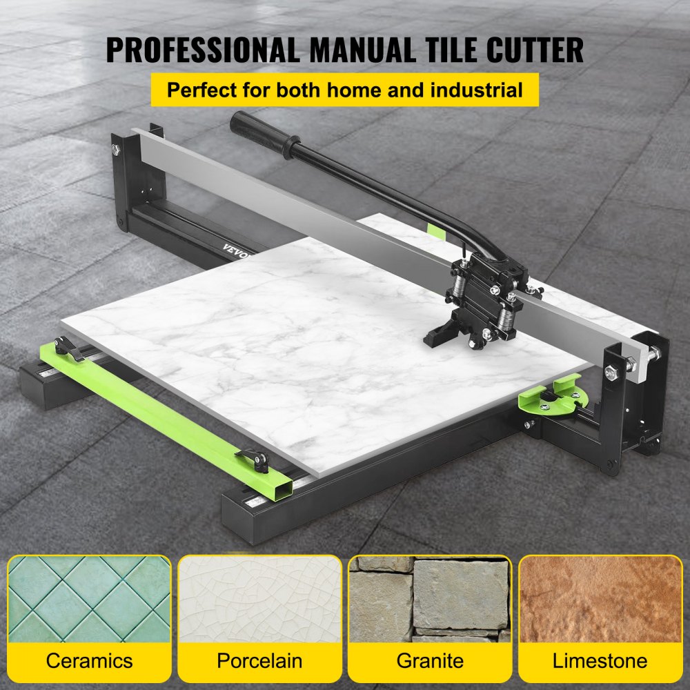 VEVOR 31 Inch Blue Manual Tile Cutter with Precise Laser Positioning & Anti-sliding Rubber Surface Single Rail & Bracket Suitable for Porcelain and Ceramic Floor Tiles