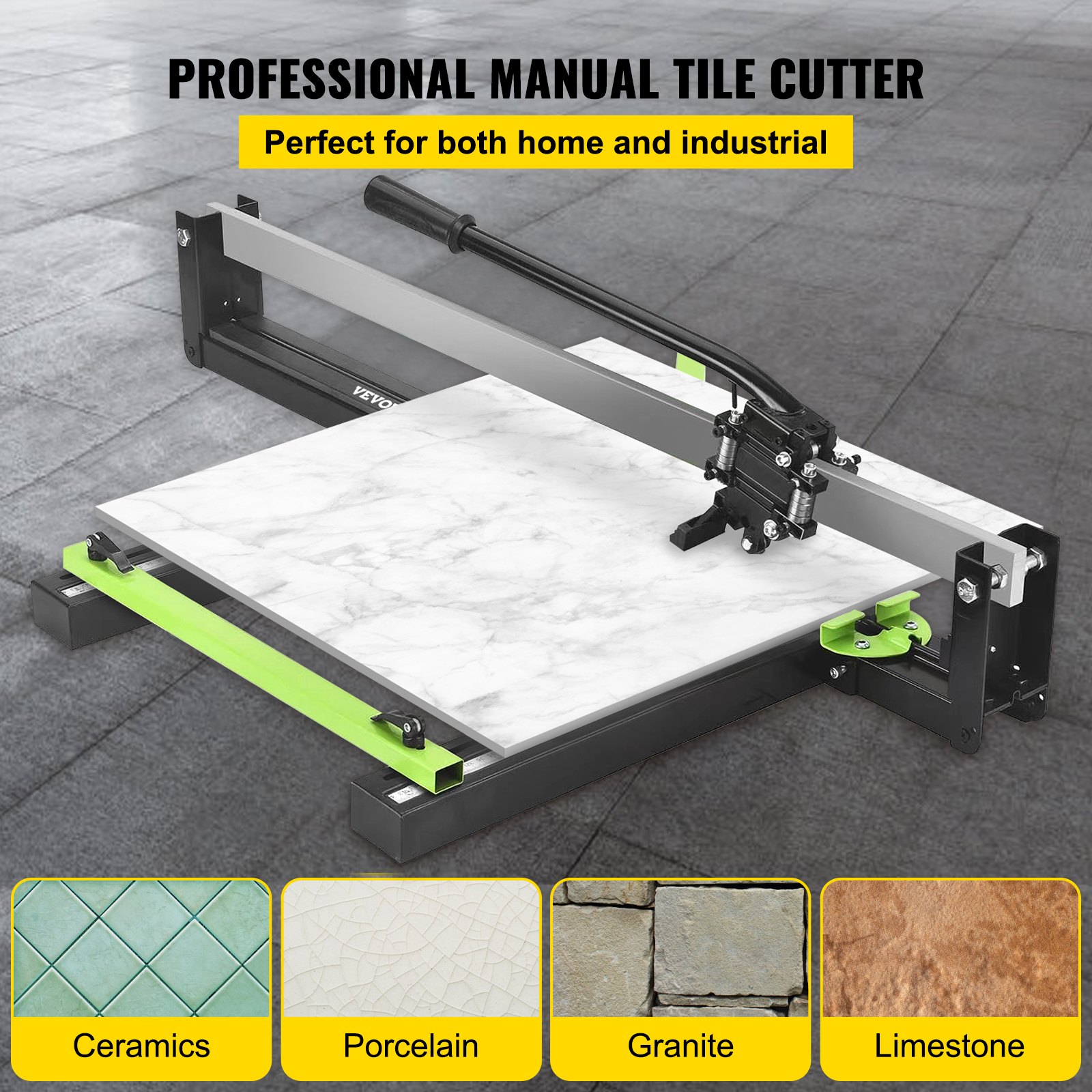 VEVOR 31 Inch Blue Manual Tile Cutter with Precise Laser Positioning & Anti-sliding Rubber Surface Single Rail & Bracket Suitable for Porcelain and Ceramic Floor Tiles