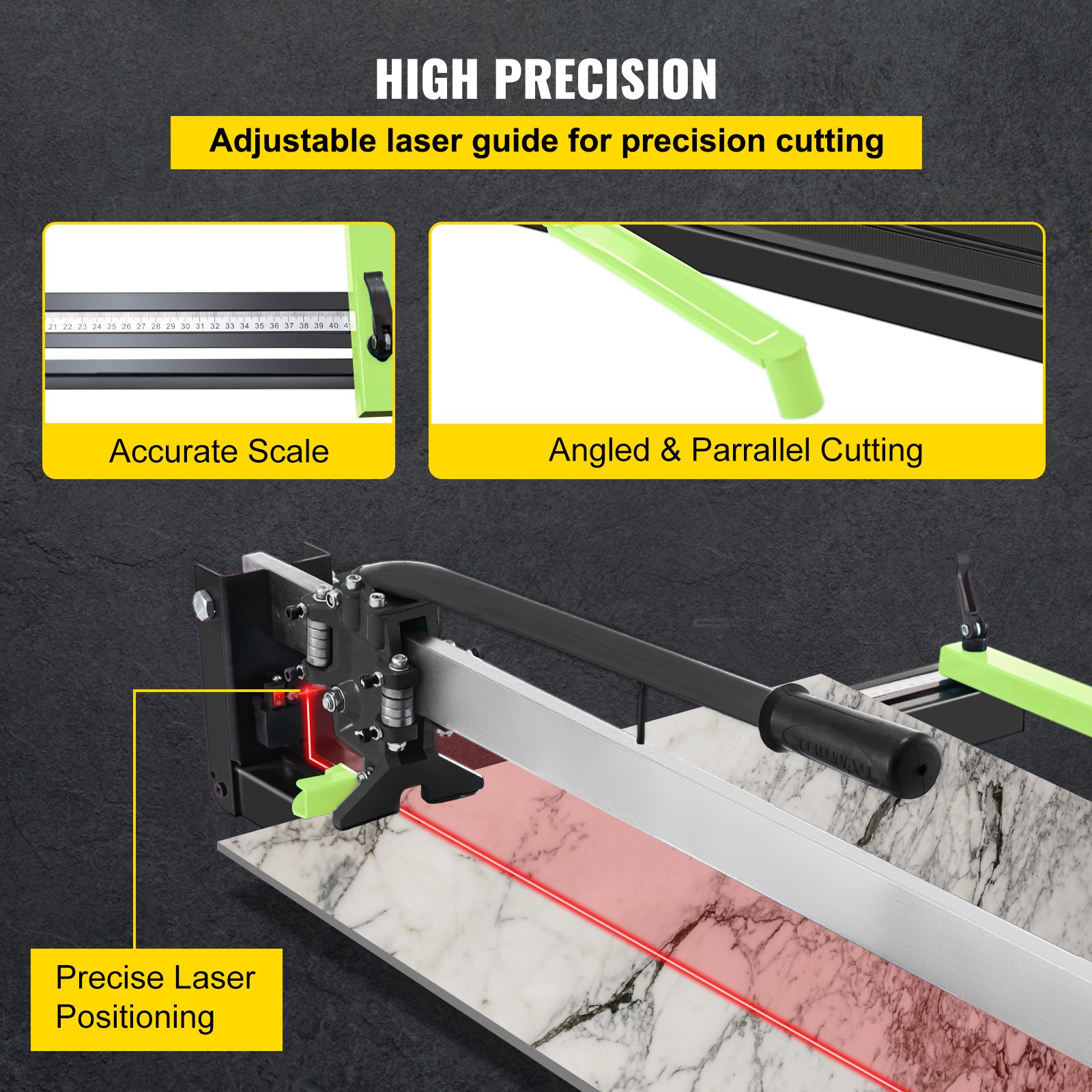 VEVOR 31 Inch Blue Manual Tile Cutter with Precise Laser Positioning & Anti-sliding Rubber Surface Single Rail & Bracket Suitable for Porcelain and Ceramic Floor Tiles