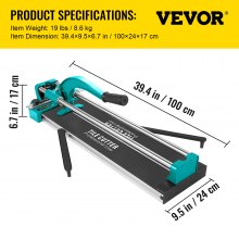 VEVOR 31 Inch/800mm Tile Cutter Double Rails & Brackets Manual Tile Cutter 3/5 in Cap w/Precise Laser Manual Tile Cutter Tools for Precision Cutting
