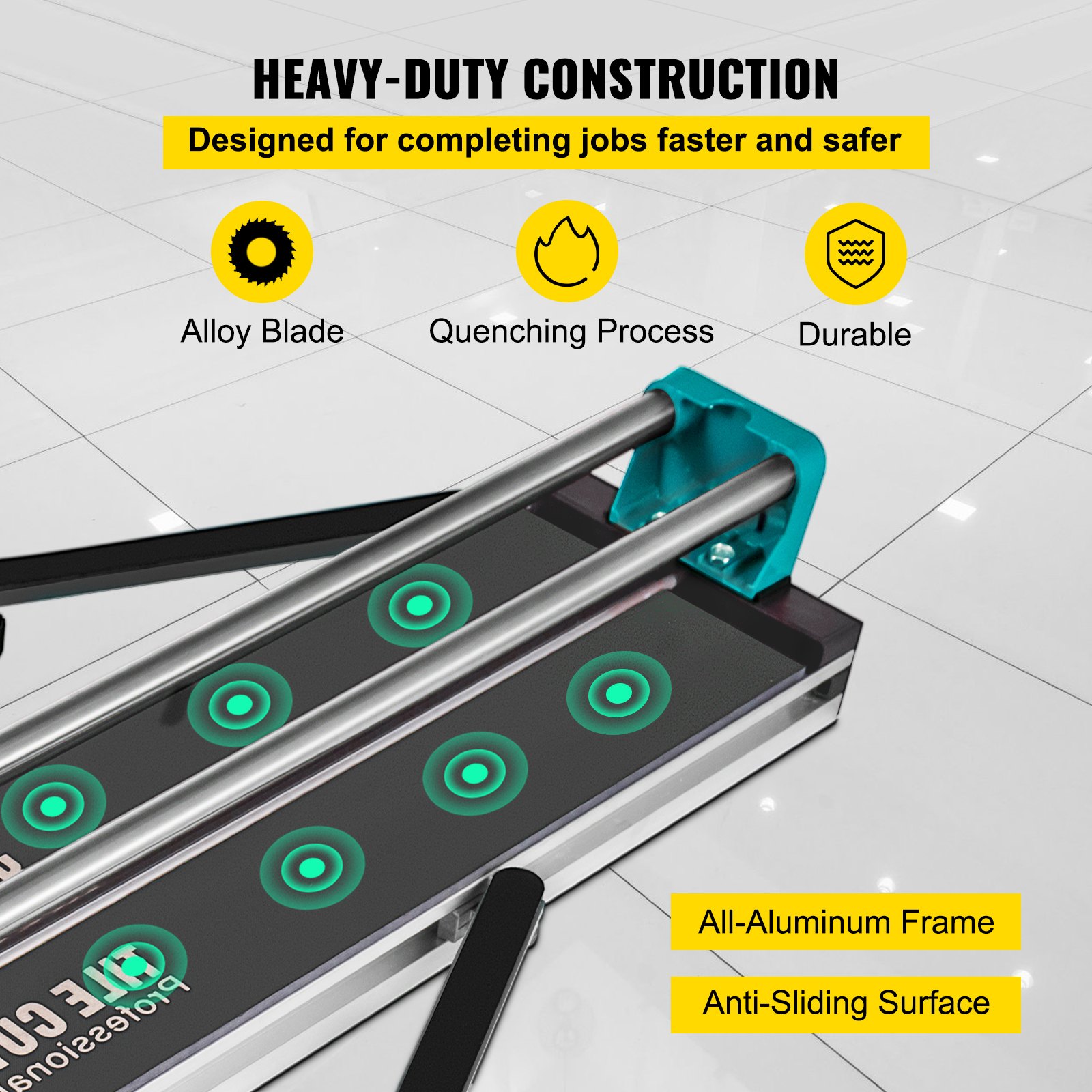 VEVOR 31 Inch/800mm Tile Cutter Double Rails & Brackets Manual Tile Cutter 3/5 in Cap w/Precise Laser Manual Tile Cutter Tools for Precision Cutting