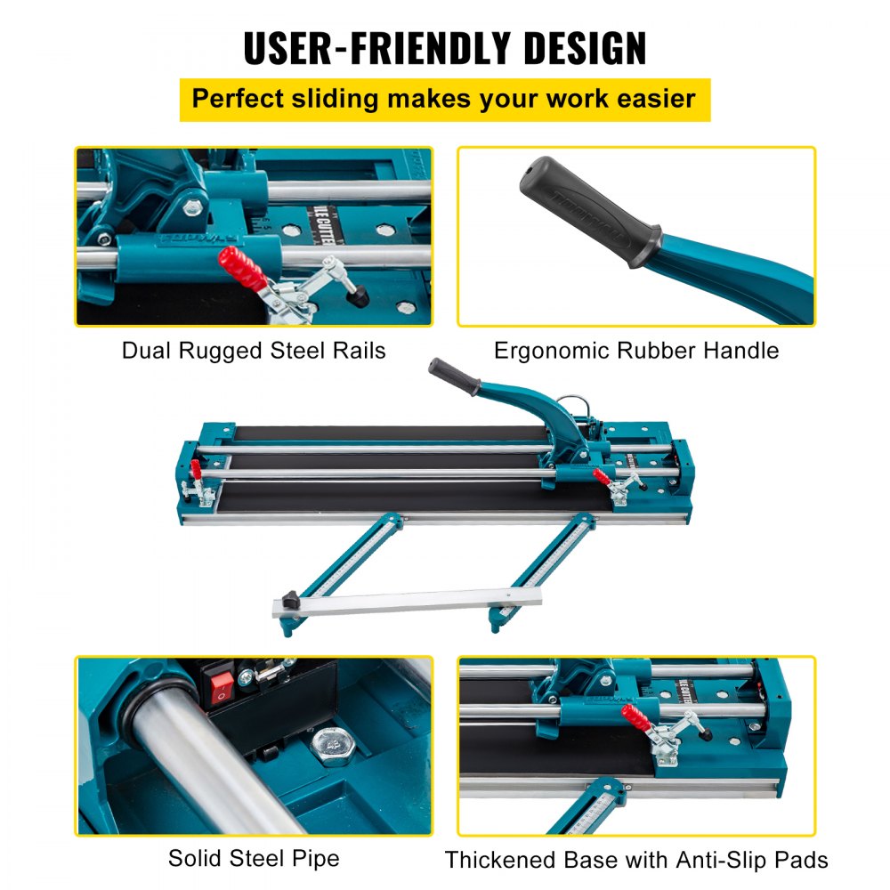 VEVOR 31Inch/800MM Tile Cutter Double Rail Manual Tile Cutter 3/5 in Cap w/ Precise Laser Positioning Manual Tile Cutter Tools for Precision Cutting