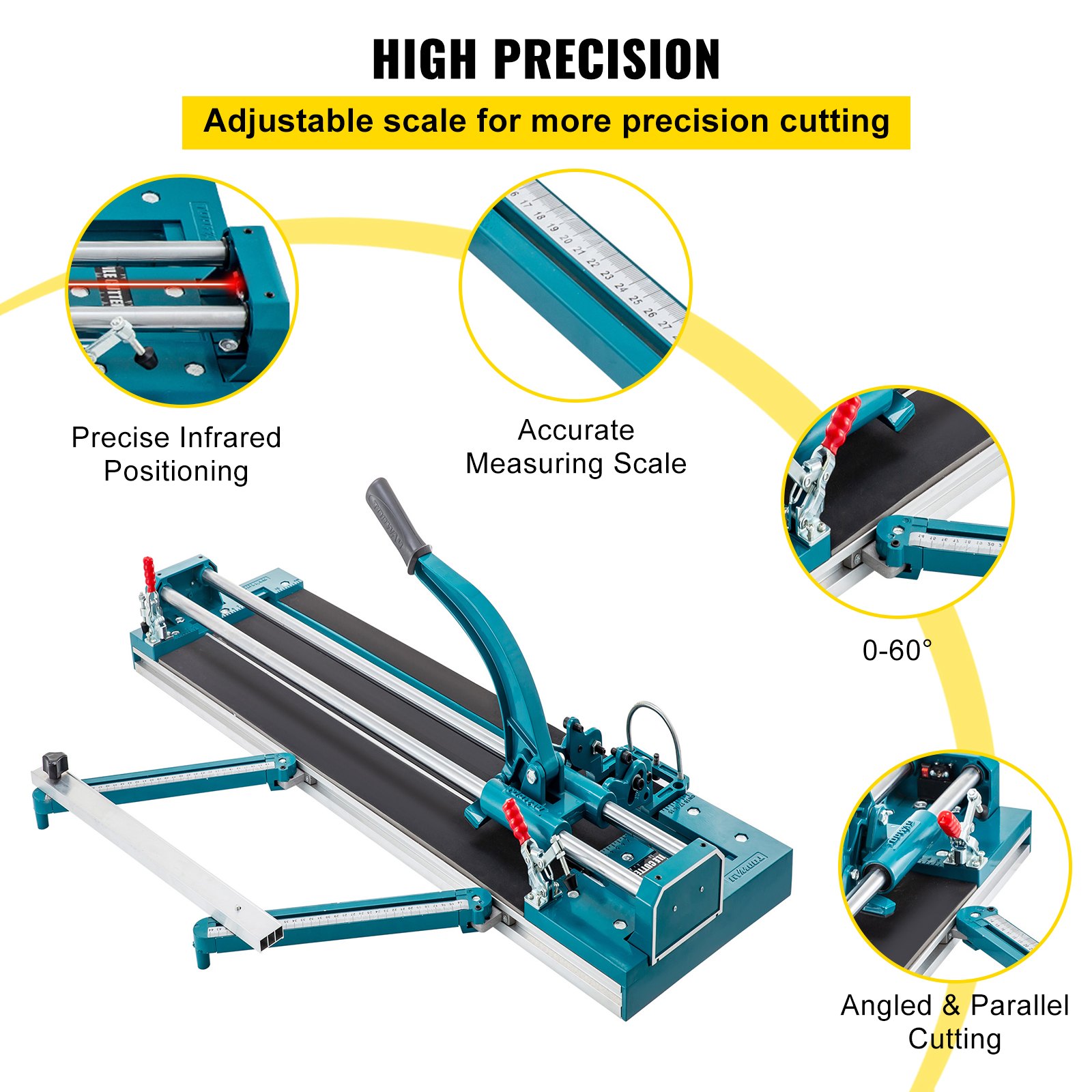 VEVOR 31Inch/800MM Tile Cutter Double Rail Manual Tile Cutter 3/5 in Cap w/ Precise Laser Positioning Manual Tile Cutter Tools for Precision Cutting