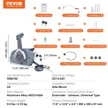VEVOR Boat Throttle Control, 5006180 Side-Mounted Outboard Remote Control Box for Evinrude Johnson, Marine Throttle Control Box with Power Trim Switch and Lanyard