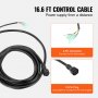 16.6 ft VEVOR boat throttle control cable featuring 4-pin connector and 10-pin plug for power supply.