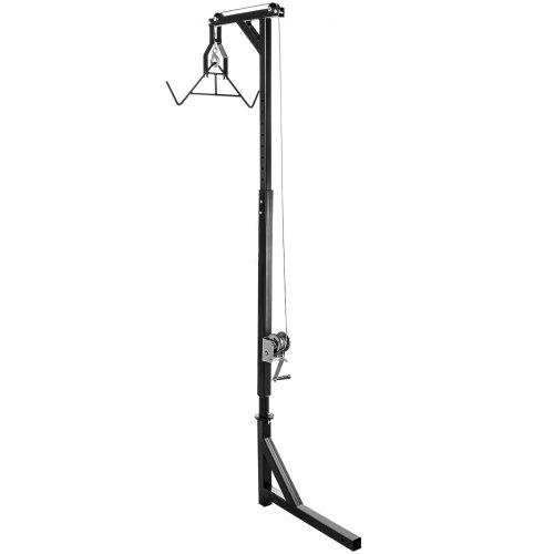 VEVOR Hitch Mounted Deer Hoist, 400lbs Capacity Hitch Game Hoist, 2'' Truck Hitch Deer Hoist with Winch Lift and Gambrel Set, Adjustable Height, Heavy Duty Steel Mounted Hanger for Hunting, Loading