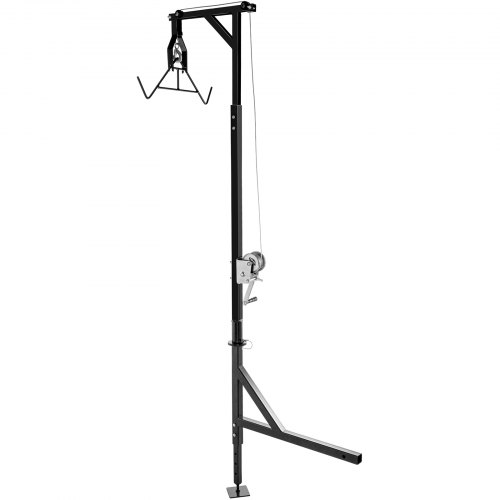 VEVOR Hitch Mounted Deer Hoist, 500lbs Capacity Hitch Game Hoist, 2'' Truck Hitch Deer Hoist with Winch Lift Gambrel Set, Foot Base, Adjustable Height and 360 Degrees Swivel for Hunting, Hanging