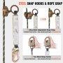 VEVOR Vertical Lifeline Assembly, 0.55'' x 100' Fall Protection Rope with 30 KN Breaking Tension, Polyester Roofing Rope with Steel Snap Hooks, Rope Grab, and Shock Absorber, ANSI Compliant