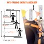 VEVOR Vertical Lifeline Assembly, 0.55'' x 100' Fall Protection Rope with 30 KN Breaking Tension, Polyester Roofing Rope with Steel Snap Hooks, Rope Grab, and Shock Absorber, ANSI Compliant