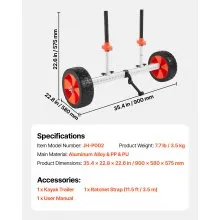 VEVOR Kayak Cart, 230 lbs Load Capacity, Canoe Cart Dolly with 10-inch Solid PU Tires & Kickstand, Assembles & Disassembles Within Seconds, Paddle Board Trolley for Kayaks, Canoes, Paddleboards