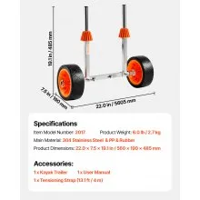 VEVOR Kayak Cart, 250 lbs Load Capacity, Canoe Cart Dolly with 7.5-inch Solid Rubber Tires & Kickstand, Assembles & Disassembles Within Seconds, Paddle Board Trolley for Kayaks, Canoes, Paddleboards