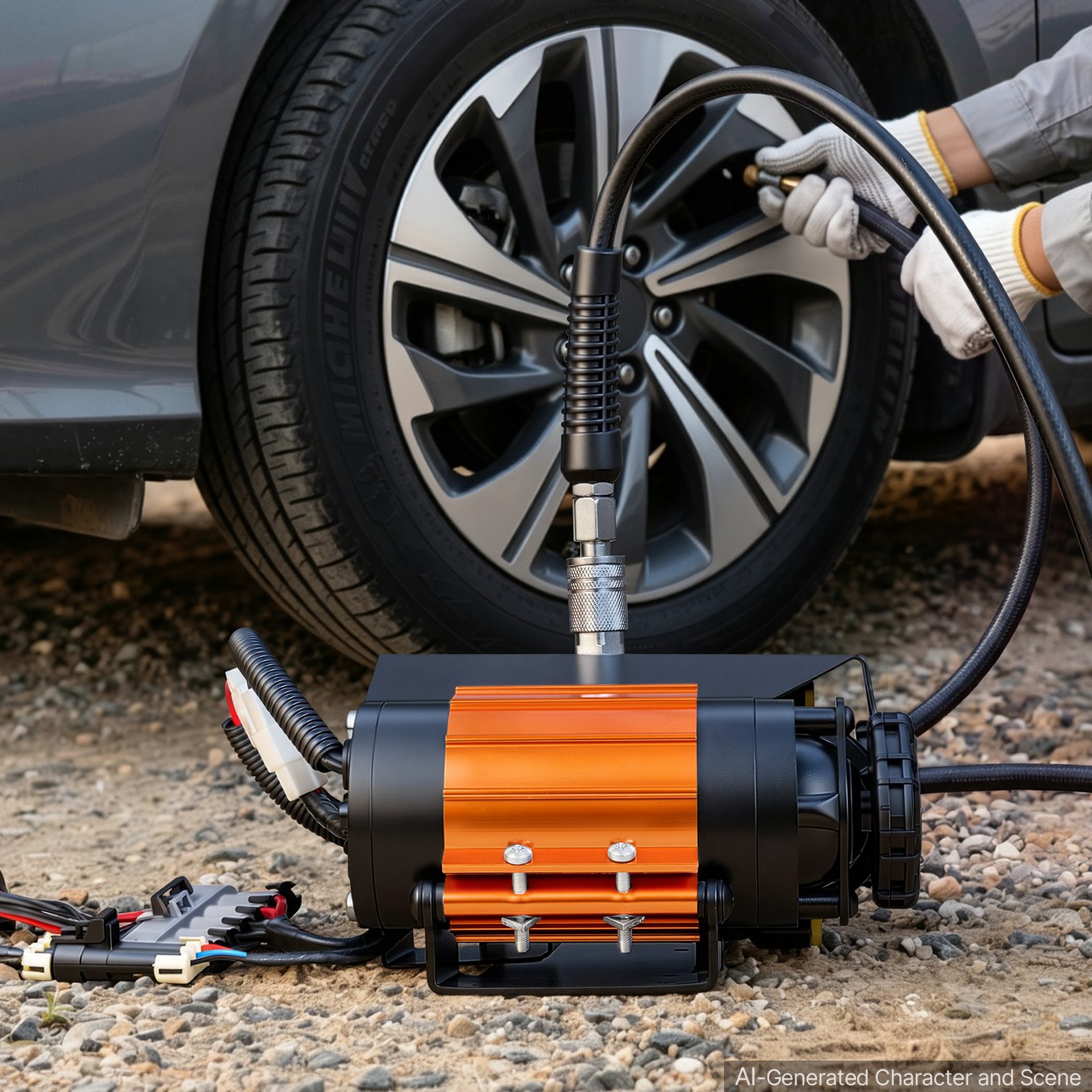 VEVOR 12V Dual-Cylinder Air Compressor 1HP 4.73 SCFM Portable Tire Inflator, Max 150PSI Heavy Duty Offroad Air Pump with Differential Lock Harness for Pickup Trucks SUVs Off-Road Vehicles