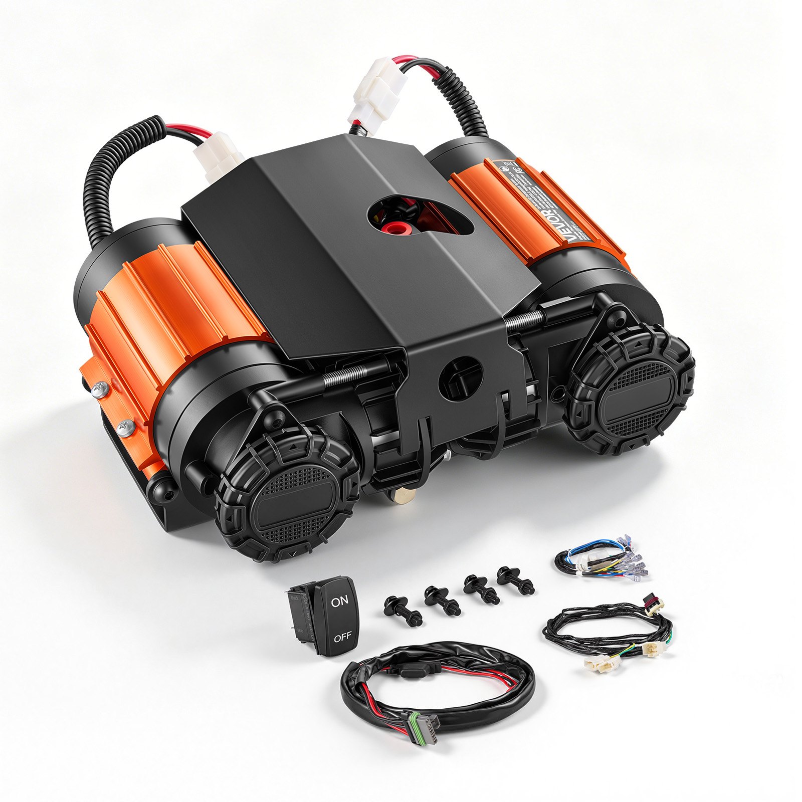 VEVOR 12V Dual-Cylinder Air Compressor 1HP 4.73 SCFM Portable Tire Inflator, Max 150PSI Heavy Duty Offroad Air Pump with Differential Lock Harness for Pickup Trucks SUVs Off-Road Vehicles