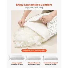 VEVOR Bed Pillow Queen Size Luxury Quality Hotel Pillow with Memory Foam Fill