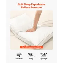 VEVOR Bed Pillows 2 Pack King Size Goose Down Fluffy Pillows for Sleeping