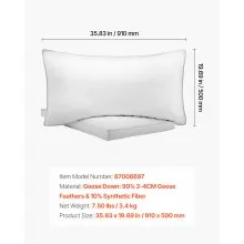 VEVOR Bed Pillows 2 Pack King Size Goose Down Fluffy Pillows for Sleeping