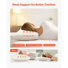 VEVOR Bed Pillows 2 Pack Queen Size Goose Down Fluffy Pillows for Sleeping
