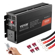 VEVOR Pure Sine Wave Power Inverter 1000W DC12V til AC230V Fjernbetjening CE FCC