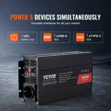 Dálkové ovládání VEVOR Pure Sine Wave Power Inverter 1000W DC12V na AC230V CE FCC