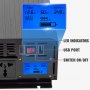VEVOR Pure Sine Wave Inverter Power Inverter 1000W DC12V to AC240V Car Inverter