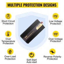 VEVOR Pure Sine Wave Inverter 2500W Power Inverter DC 12V AC 230V, Bil Inverter USB Port LCD Display Fjärrkontroll, Säkerhetsskydd, Power Converter För RV Lastbilar Båtar och nödsituationer