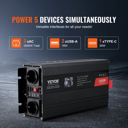 Puhas siinusinverter 12 V – 230 V, 2000 W — pilt 4