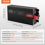 VEVOR Pure Sine Wave Power Inverter 2000W DC12V - AC230V LCD-kaukosäädin CE