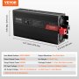 VEVOR Pure Sine Wave Inverter, 2000 Watt, DC 12V to AC 230V Power Inverter with 2 AC Outlets 2 USB Port 1 Type-C Port, LCD Display and Remote Controller for Medium-Sized Household Equipment, CE FCC