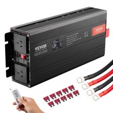 VEVOR Pure Sine Wave Inverter, 3000 Watt, Power Inverter with 2 AC Outlets 2 USB Port 1 Type-C Port, LCD Display and Remote Controller for Large Home Appliances, CE FCC Certified