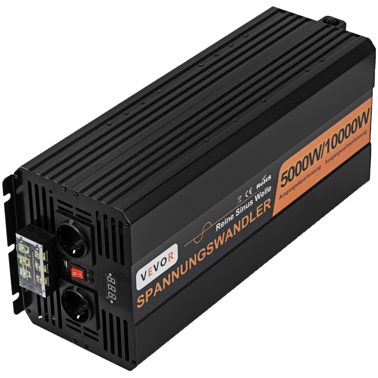 VEVOR Pure Sine Wave Power Inverter 5000W 24V DC to 230V AC 50Hz Peak Power 10000W for Appliances and Solar System Emergency