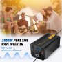VEVOR Pure Sine Wave Inverter 3000 Watt Power Inverter, DC 24V to AC 120V Car Inverter, with USB Port LCD Display Remote Controller and AC Outlets (GFCI), for RV Truck Car Solar System Travel Camping