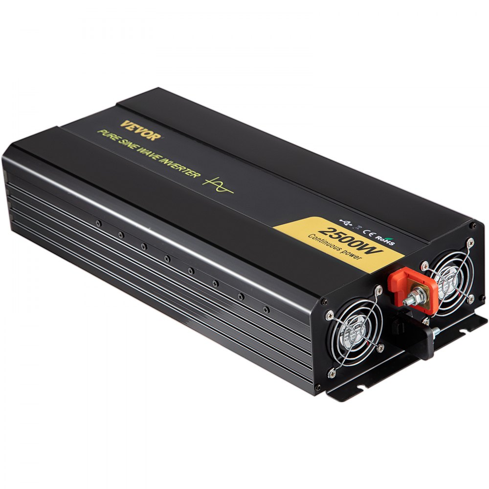 VEVOR Pure Sine Wave Inverter, 2500 Watt Power Inverter, DC 12V to AC 120V Car Inverter, with USB Port, LCD Display, and Remote Controller Power Converter, for RV Truck Car Solar System Travel Camping