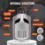 internal structure of a VEVOR liquid nitrogen tank with labels for handle, canisters, and insulation.