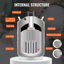 VEVOR Liquid Nitrogen Tank 20 L Aluminum Alloy LN2 Container Dewar 6 Canisters