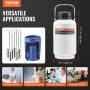 VEVOR Liquid Nitrogen Tank, 3 L Aluminum Alloy Liquid Nitrogen Container, LN2 Tank Dewar with 6 Canisters and Carry Bag with Straps, Cryogenic Tank for Beauty Industry, Semen Preservation, Scientific
