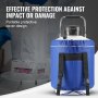 VEVOR liquid nitrogen tank with blue protective cover and strap handles, ensuring impact protection.