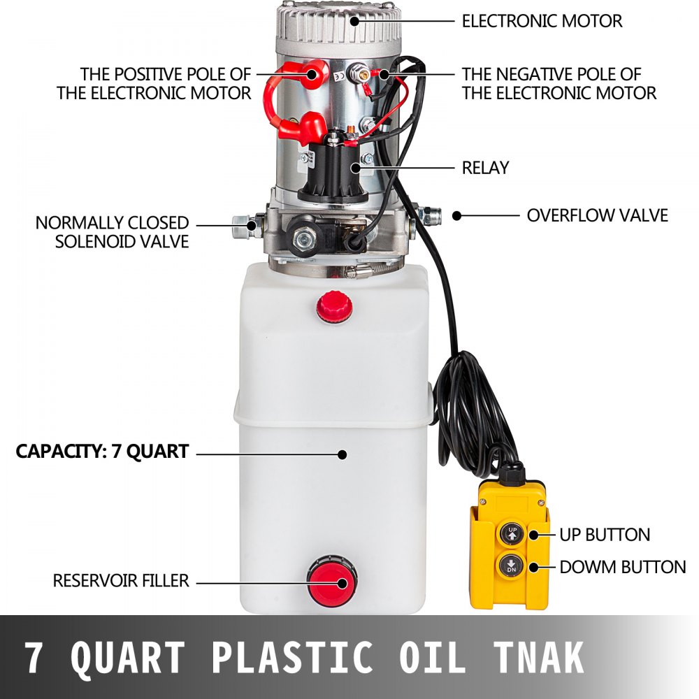 Hydraulic Pumpelectric Hydraulic Pump 7 Quart Single Acting For Dump Trailer