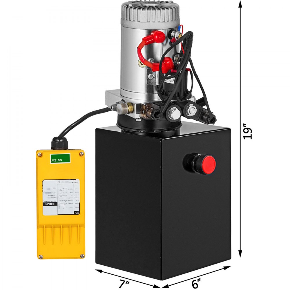 6 Quart Double Acting Hydraulic Pump Remote Control Reservoir Power Unit 12v